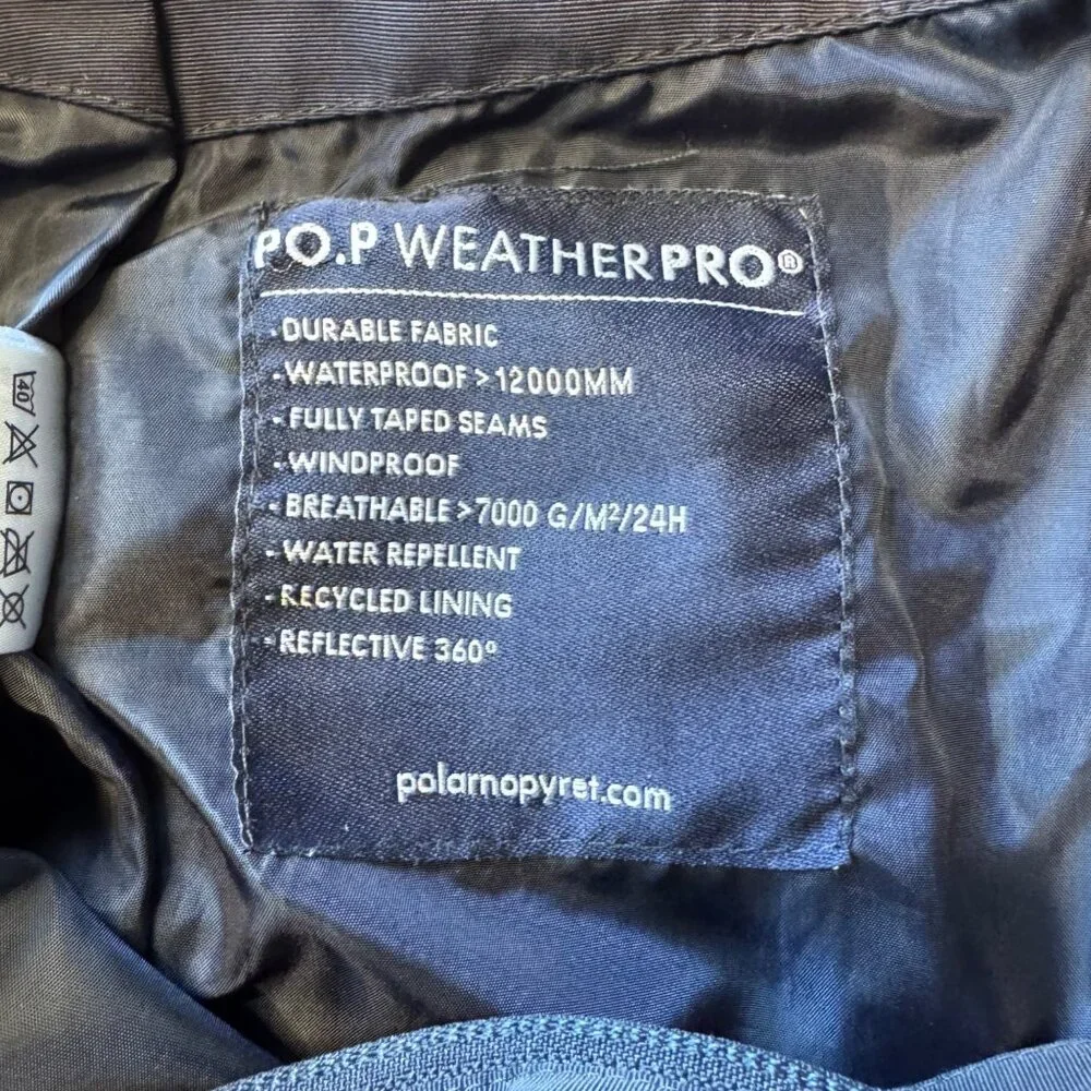 POLARN O. PYRET Waterproof Bib Overalls Baby 9-12 Mos 80 Blue Shell Rain Pants - Picture 7 of 8
